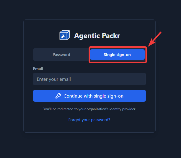 Login page with the Single sign-on tab selected