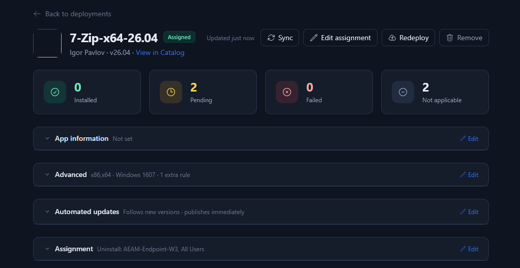 Deployment page