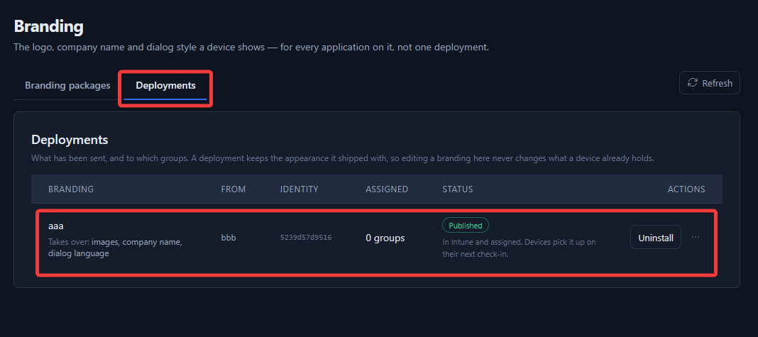 Deployments tab